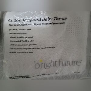NWT Bright Future Baby Crib Blanket  100% Cotton White Jacquard Made USA 36 х 50